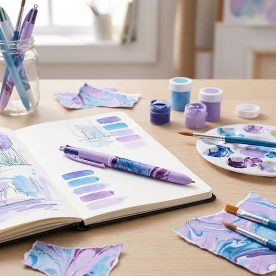 VA-Stylo bille BIC 4 couleurs Hydro purple pointe moyenne retractable