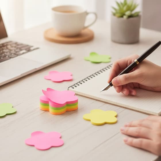 visuel-ambiance-bloc-notes-repositionnables-forme-fleur-200-feuilles-4-couleurs