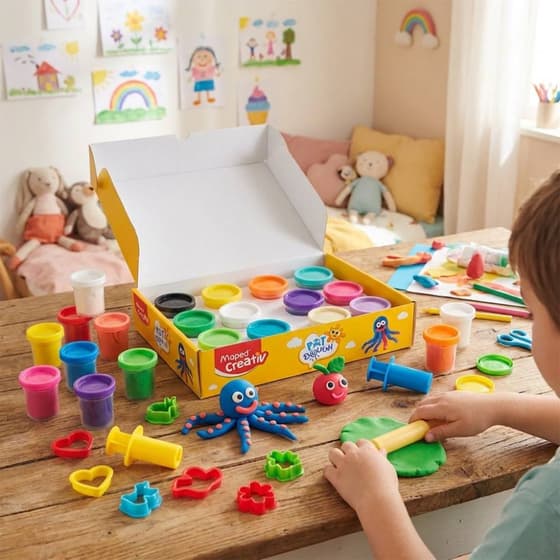 VA- MAPED CREATIV Maxi coffret Pâte à modeler Pat Dough 20 pots + 12 accessoires