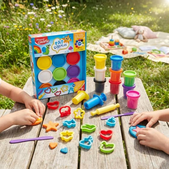 VA-MAPED CREATIV Kit Pâte à modeler Pat'Dough 9 pots + 12 accessoires
