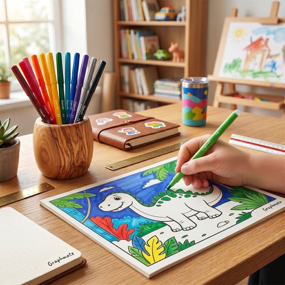 12 Feutres de coloriage GRAPHMATE pointe moyenne - mise en situation