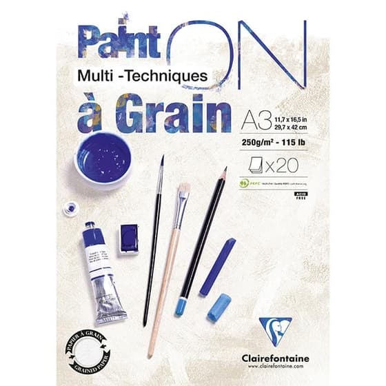 975050C-Bloc-papier-à-grain-multitechnique-Paint-On-A3-20-feuilles-250g