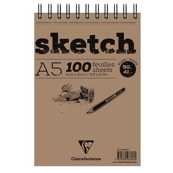 96606C-Sketch-book-CLAIREFONTAINE-A5-100-feuilles-blanches-90g