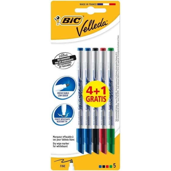 5-feutres-velleda-bic-pour ardoise-blanche