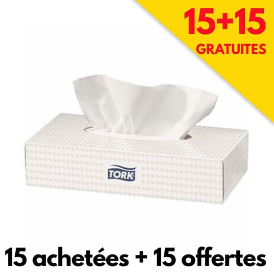 Boîte-de-100--mouchoirs-TORK-jetables-15achetes-15gratuites