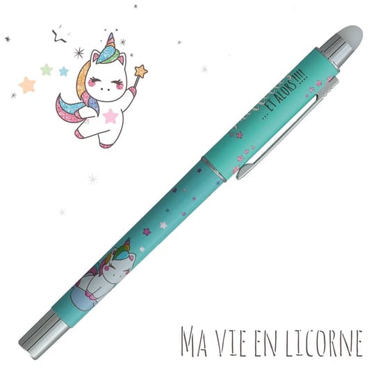 KR24450-stylo-bille-effacable-effacink-ma-vie-de-licorne-turquoise-encre-bleue-2