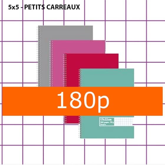 Cahier-spirale-180-p-70g-5x5-17x22-couvertures-assorties-4739285