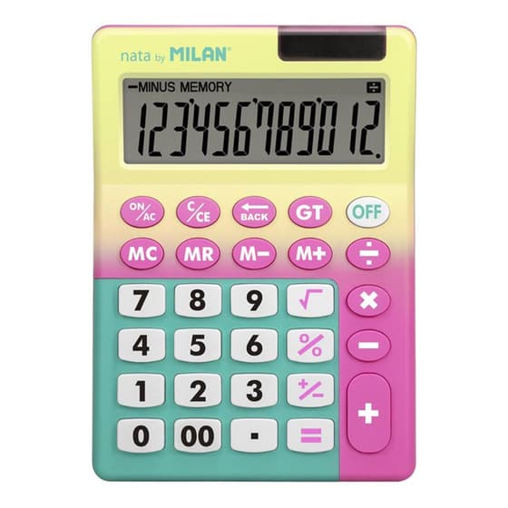 MIL151812SNPBL-calculatrice-bureau-solaire-milan-sunset-12-chiffres-grandes-touches-2
