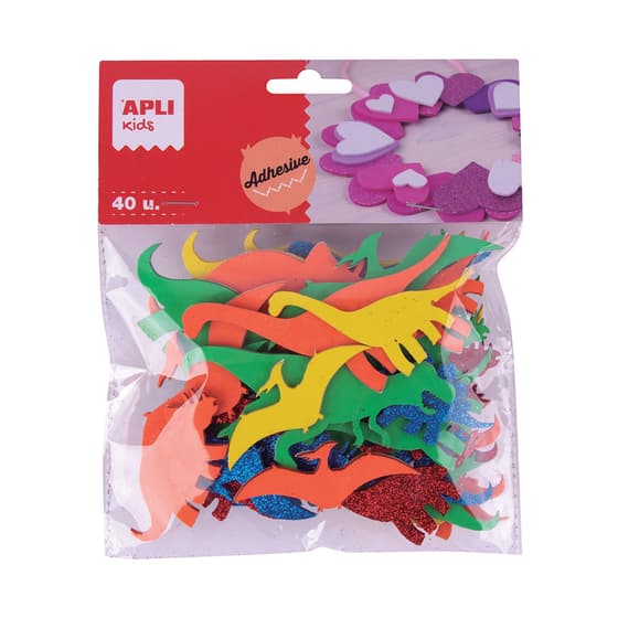 AGI18972-40-dinosaures-mousse-adhesifs-apli-kids-couleurs-et-finitions-assorties