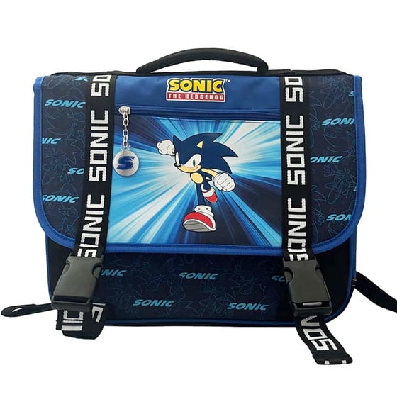 Mybagstory Cartable Garçon Bleu Sonic - École Maternelle Primaire 38 Cm, Bretelles Réglables
