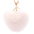 Porte clés Cœur pompon fourrure blanc