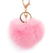 Porte clés Cœur pompon fourrure rose