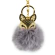 Porte clés boule pompon fourrure gris renard