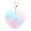 Porte clé Cœur pompon en fourrure Multicolore