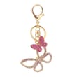 Porte-clés papillons strass rose et blanc
