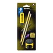 Lot de 2 crayons graphites HB + 1 taille crayon avec réservoir + 1 gomme STAEDTLER Norix 181 jaune néon
