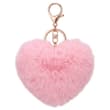 Porte clés Cœur pompon fourrure rose