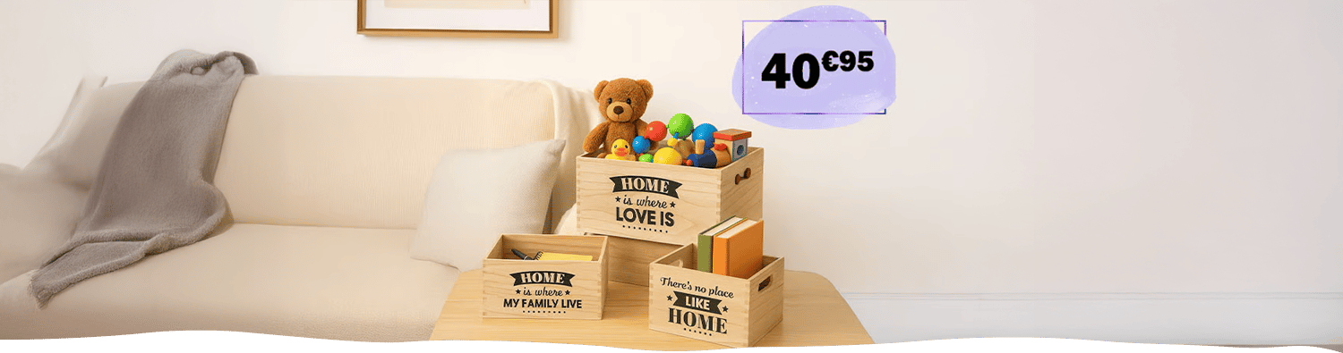 Lot de 3 cagettes en bois