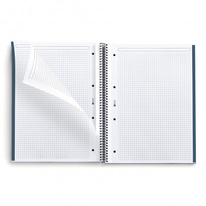 Clairefontaine Duo Book A4+ Réversible - 160 Pages (80 Petits Carreaux + 80 Lignées) - Papier 90g Blanc - Spirale Perforée - Couverture Pelliculée