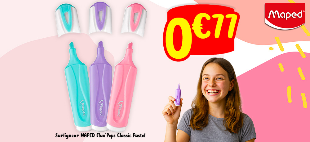 Surligneurs Fluo Maped Fluo'Peps Pocket - Lot De 12, Mini Format, Couleurs Vives, Pointe Biseautée