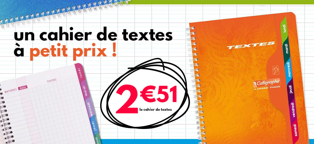 Cahier de texte primaire CP à 6e pas cher – Modèles 2025 | Rentreediscount