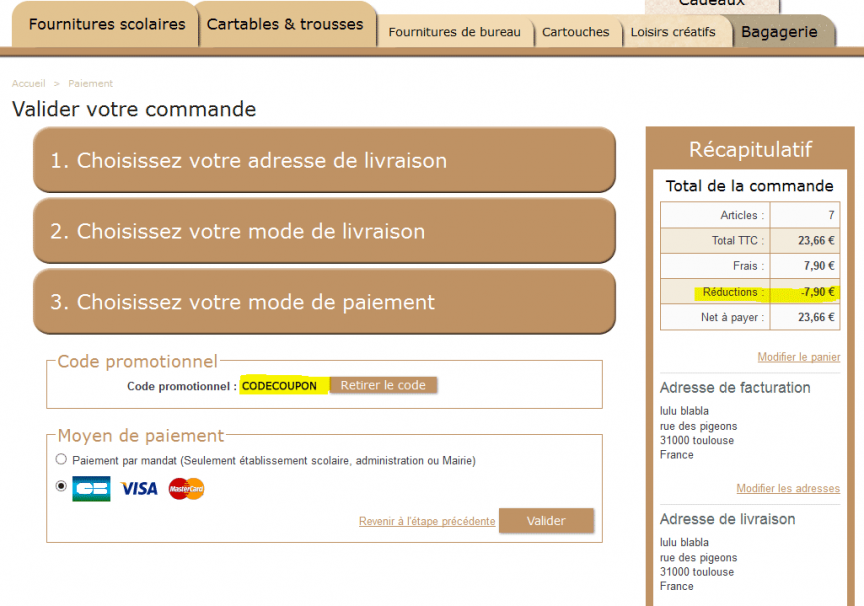 Coupons de réduction