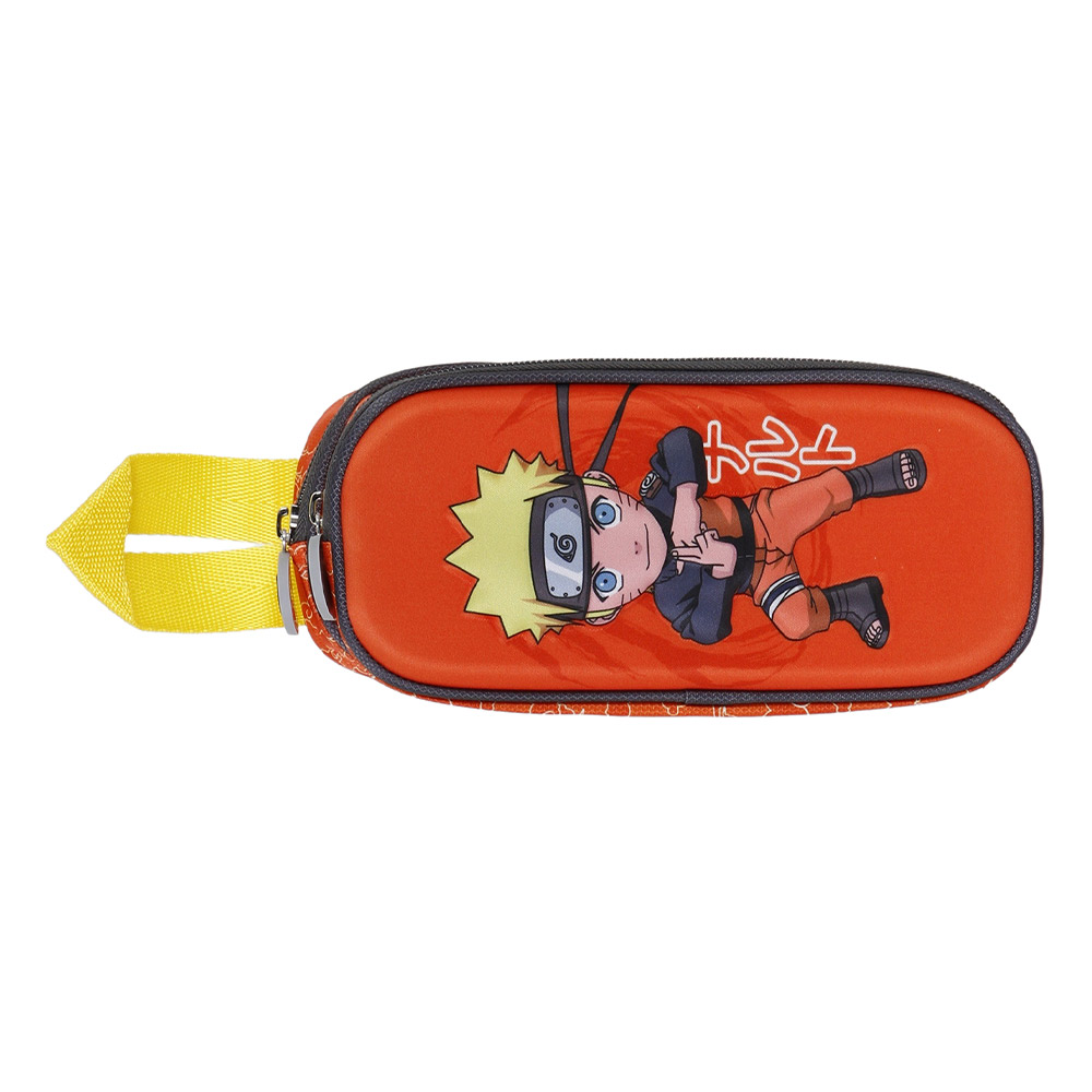 Trousse Scolaire Naruto Noir Bagtrotter - 2 Compartiments, Dimensions 23x7x10 Cm, En Polyester Résistant
