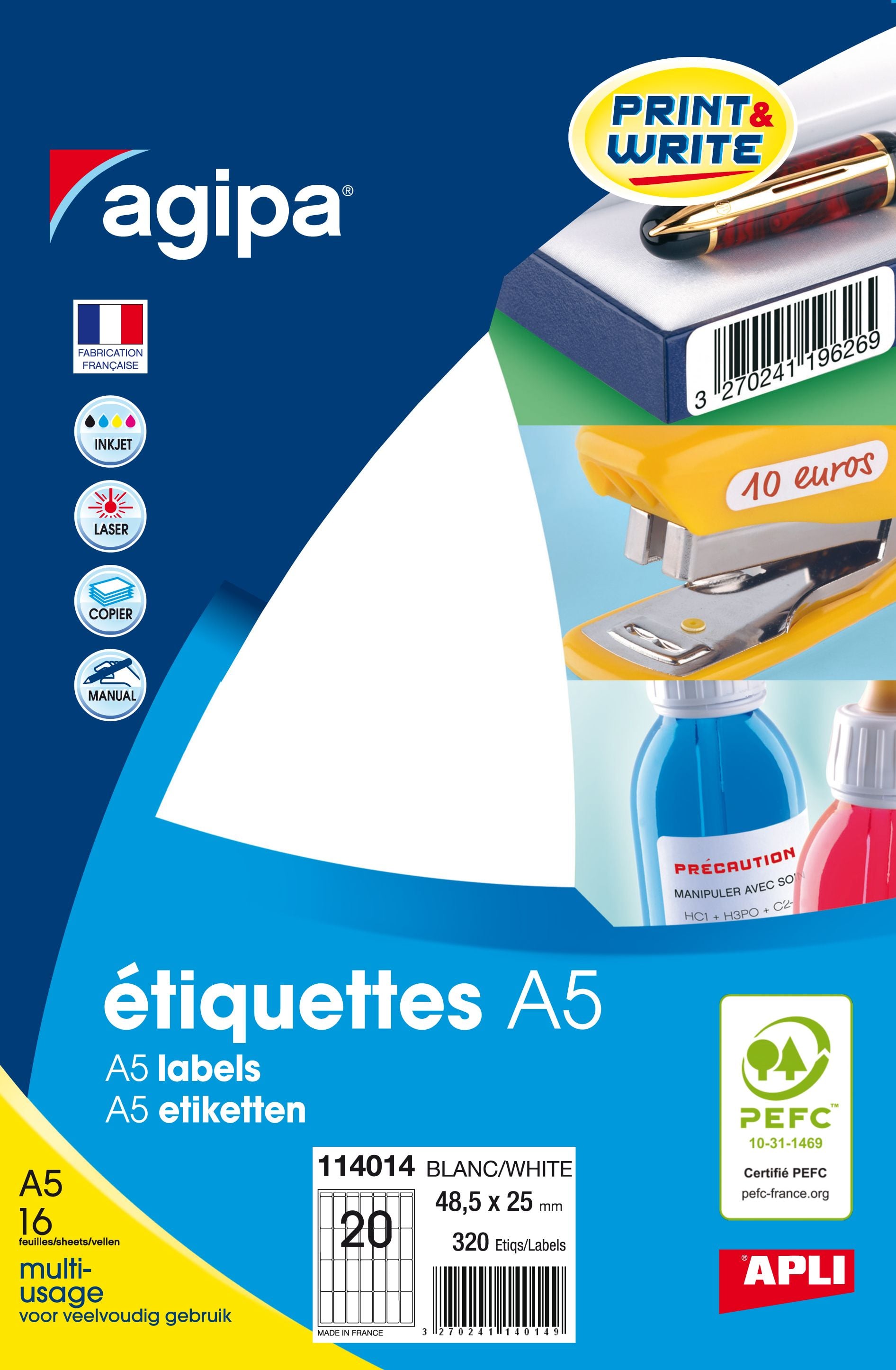 320 Étiquettes Adresse 99.1x33.9mm - Autocollantes Blanc Pour Imprimante Jet D'Encre