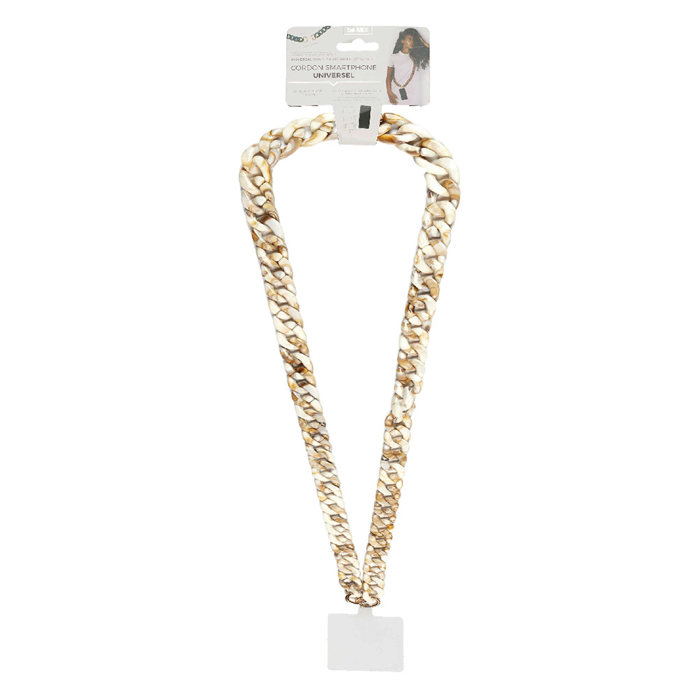 Cordon Universel Pour Téléphone – Noire Et Blanche Avec Perles, Longueur Réglable – Tour De Cou Ou Bandoulière, Fixation Sans Outil