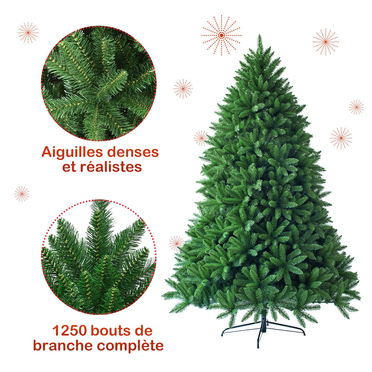 Sapin De Noël Artificiel Rose Pâle 120 Cm - 200 Branches PVC, Support Métal - Décorations Fêtes, Maison, Magasin - Facile à Assembler Et Rangement Plat