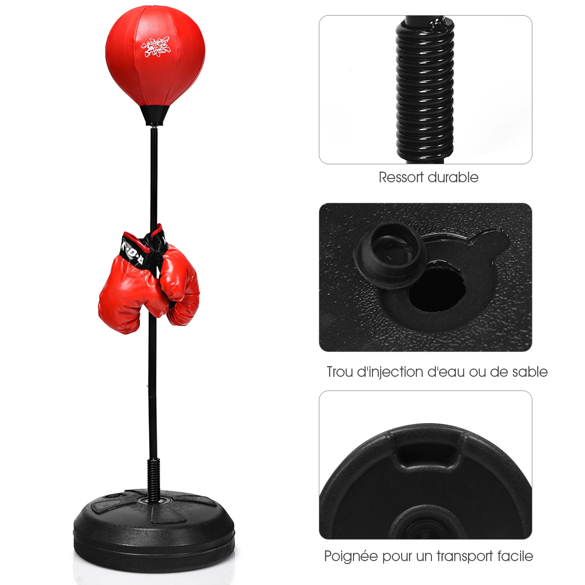 Punching Ball per Bambini Asta Regolabile 100 cm con Guantoni e Base R