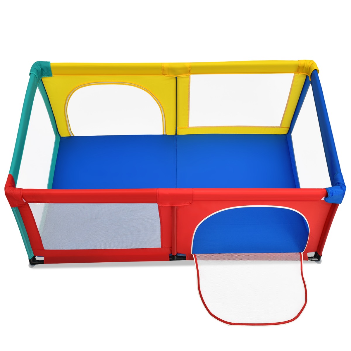 Parc Bébé Portable 120x120x66 Cm - Avec 50 Boules Colorées, Pieds Antidérapants, Filet Respirant - Aire De Jeu Sécurisée