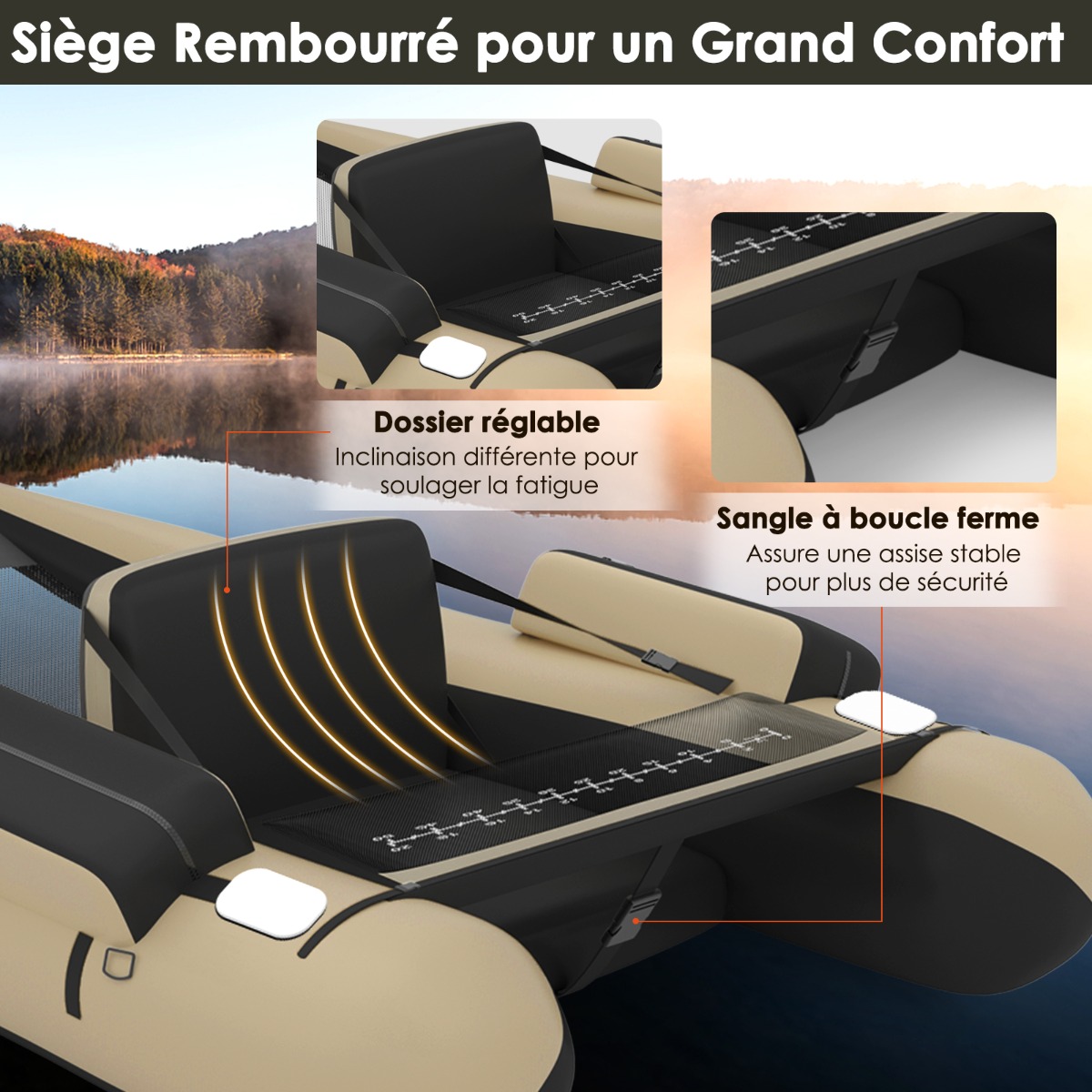 Bateau De Pêche Gonflable COSTWAY - 160kg Capacity, Avec Pagaies Et Palmes