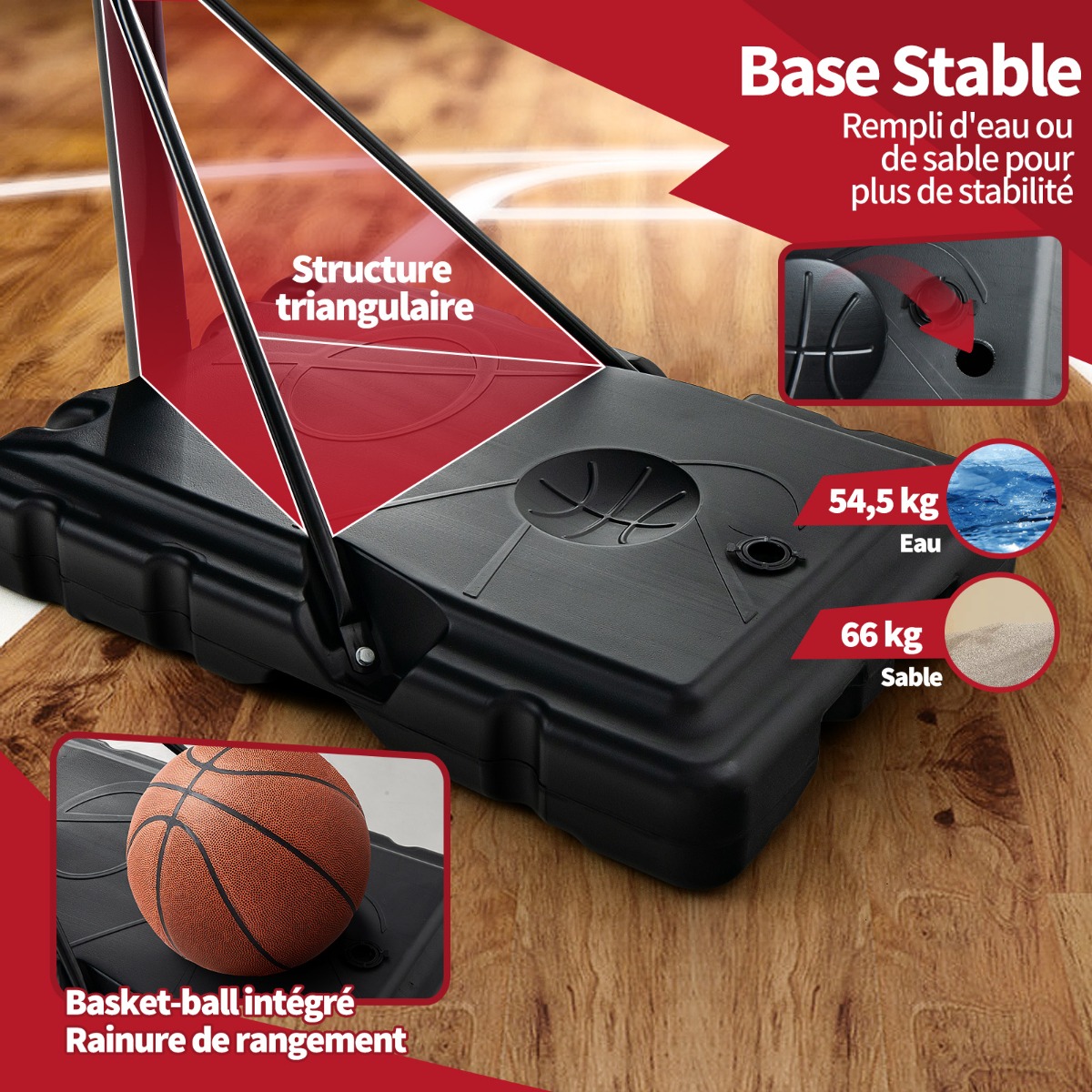 Panier De Basket Réglable 135-305 Cm – Panneau 110x71 Cm, Stable Et Mobile, Pour Adultes, Ados Et Enfants, Jardin Ou Garage