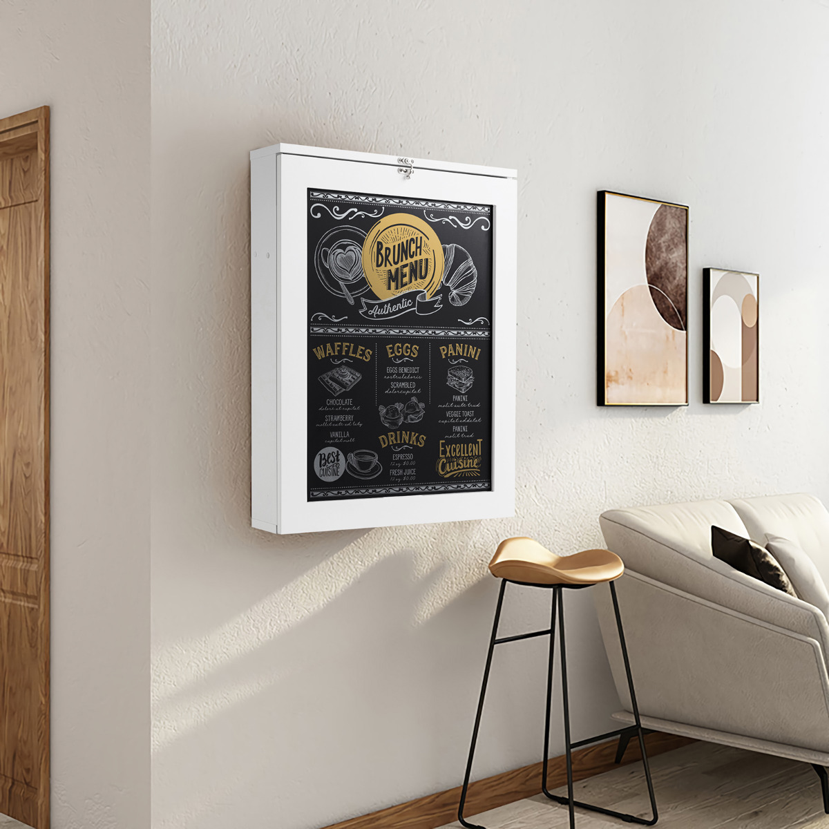 Table Murale Pliante Blanche En.CASA – Idéale Pour Petits Espaces