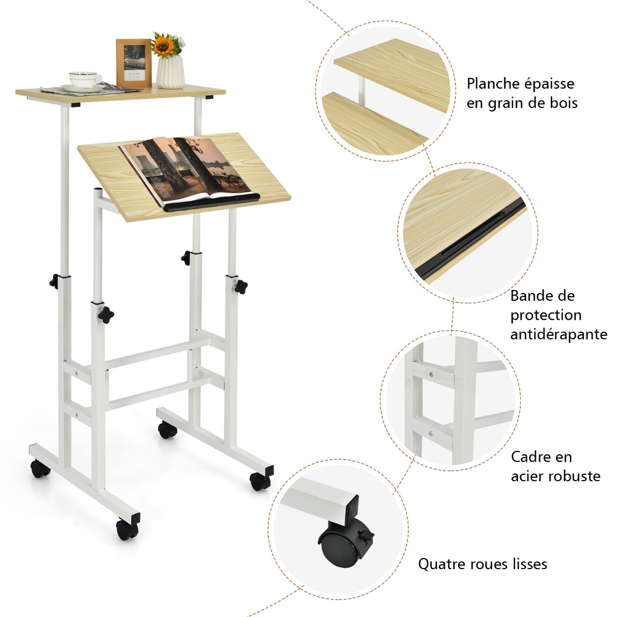 vente unique Bureau d'Ordinateur Bureau avec Étagères de Rangement Table Informa