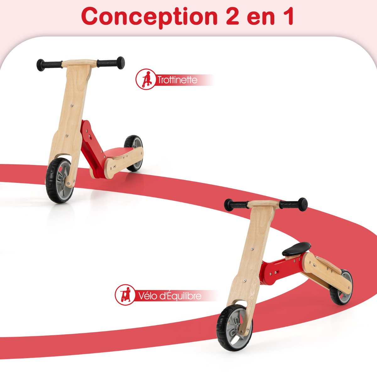 POPETPOP 2 Planches De Ski Pour Draisienne - Transforme Ta Draisienne En Luge Pour Enfants (Garçons/Filles) Avec Sangles Incluses