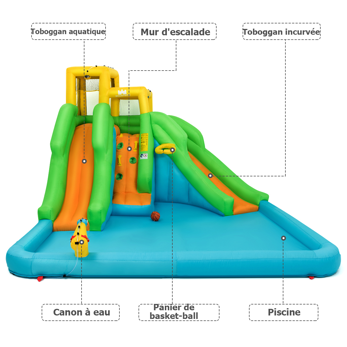 Château Aquatique Gonflable pour Enfants 4m : Aire de Jeux avec Escalade, Tobbogan et Piscine/Pateaugoire - L400 x P300 x H250 cm - Aqua Park Château Aquatique Gonflable pour Enfants 4m : Aire de Jeux avec Escalade, Tobbogan et Piscine/Pateaugoire - L400 x P300 x H250 cm - Aqua Park