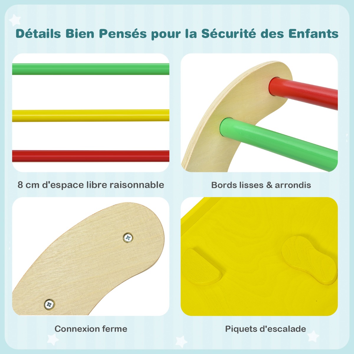 Triangle D'Escalade Montessori Avec Toboggan | Bois Hêtre 50kg - Jeux Enfant 1An+