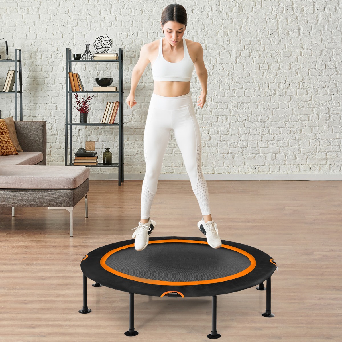 Trampoline De Fitness 101 Cm - Pliable, Charge 200 Kg, Guidon Réglable | Idéal Pour Le Cardio à La Maison