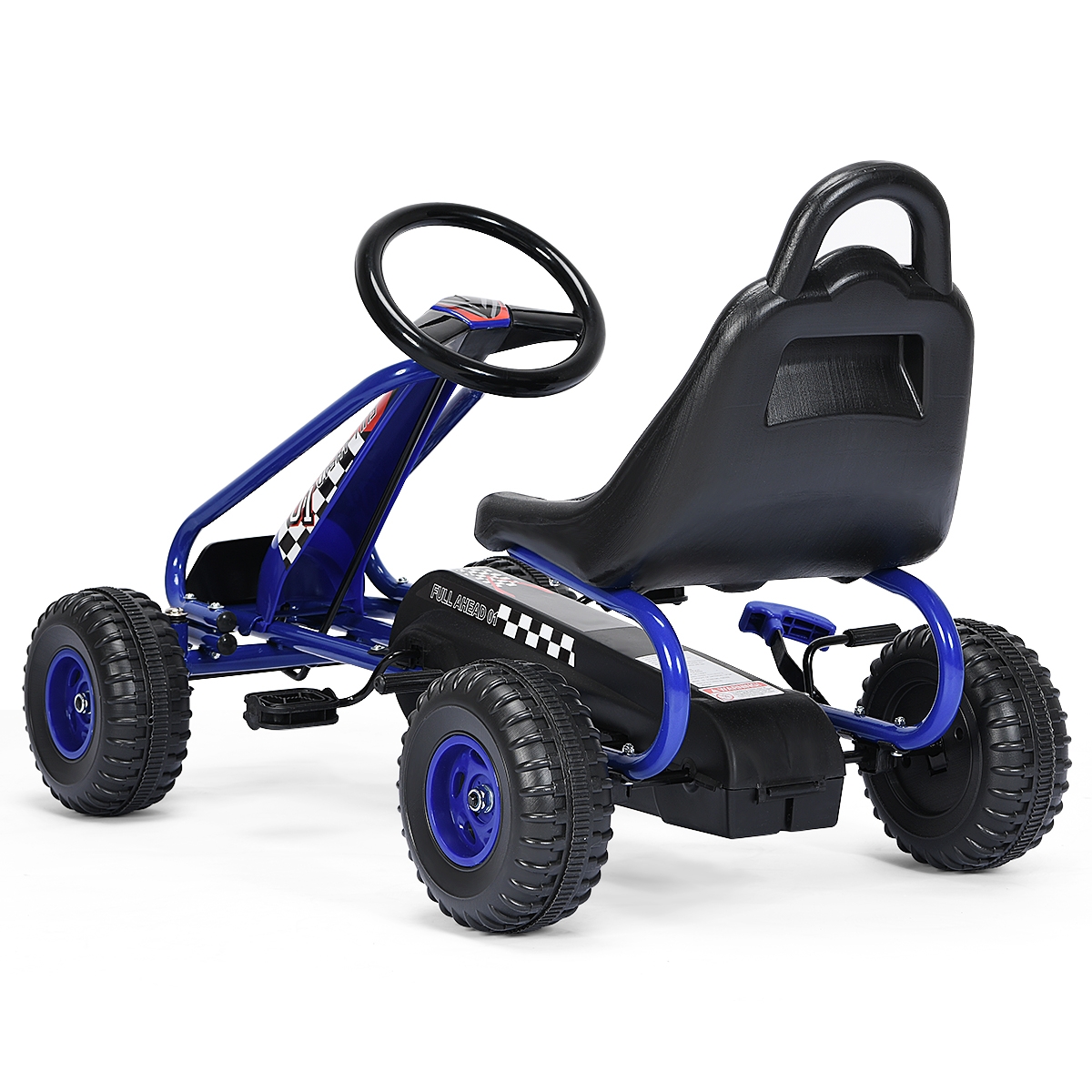 FANTASK Kart à Pédales – Dès 3 Ans – Siège Réglable 2 Positions – Frein à Main – Charge 30 Kg – Bleu – Développe Motricité – Cadeau Enfant 3-6 Ans