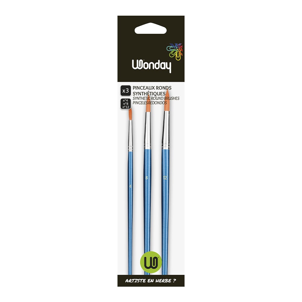 Lot De 5 Pinceaux D'art AMT - Ronds (000,00,0,4) Et Plat - NEUF - Réf. S04802