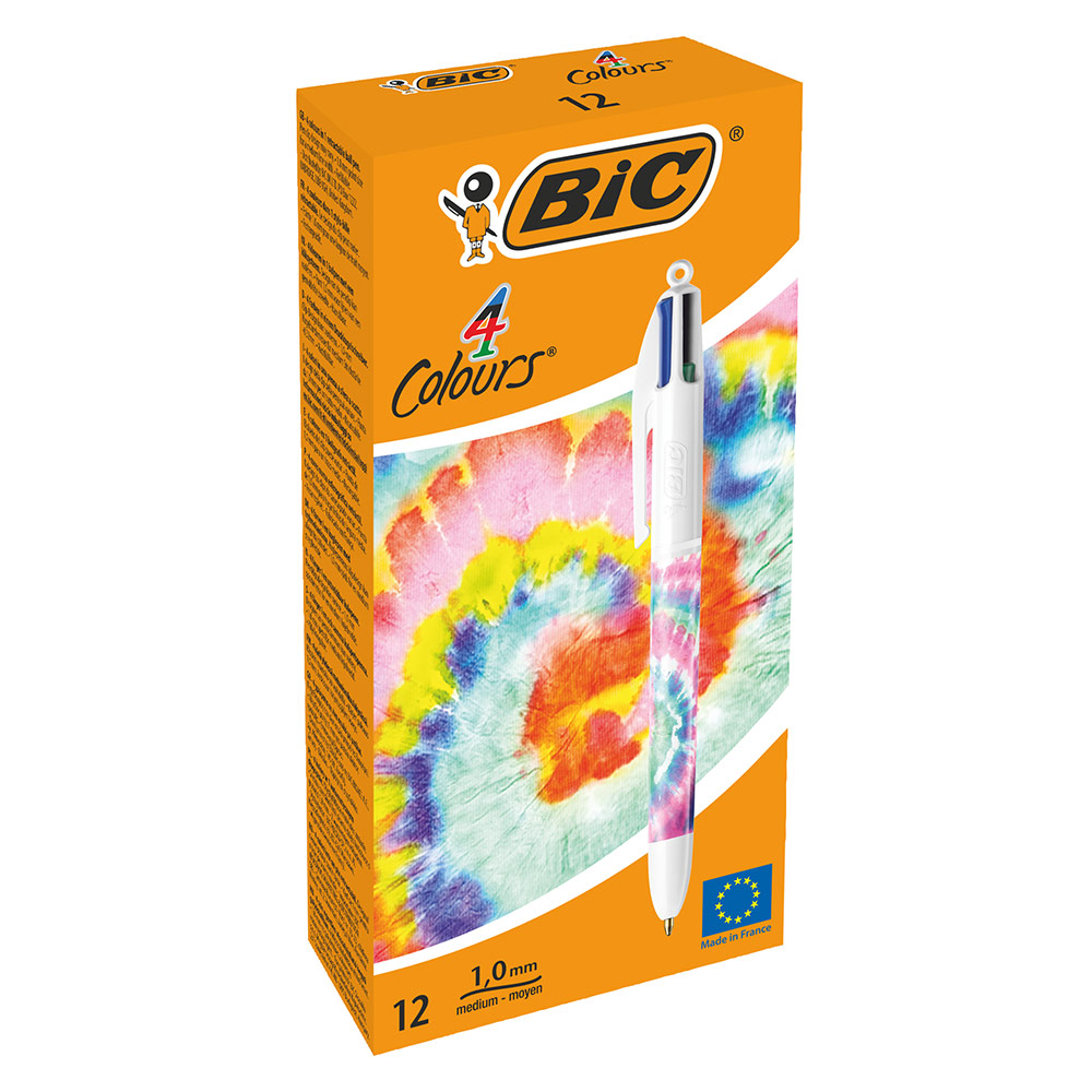 BIC Lot de 3 stylos bille rétractables 4 couleurs pointe moyenne bleu
