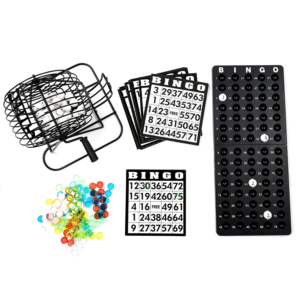 UVVRUR Jeu De Bingo Complet - Tambour Métal, 75 Boules, 500 Cartes - Soirée Familiale