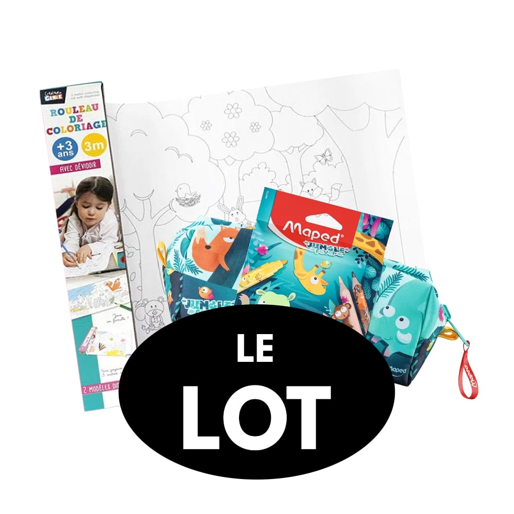 Maped - JUNGLE FEVER Stoffen pennenetui - Early Age etui met kleurgereedschap - 12 kleurpotloden 12 viltstiften - Wasbaar etui voor kinderen vanaf 2 jaar