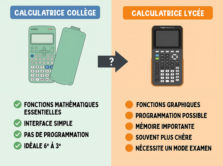 Les différences entre calcultratrice collège et lycée