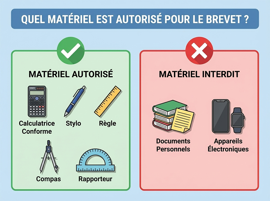 Le matériel autorisés et interdits au brevet des collèges