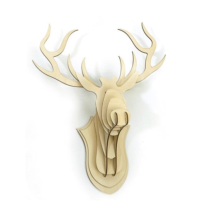 Trophée De Chasse Mural Kinaree - Tête De Chèvre/bouc En Bois Massif - Sculpture Animalière