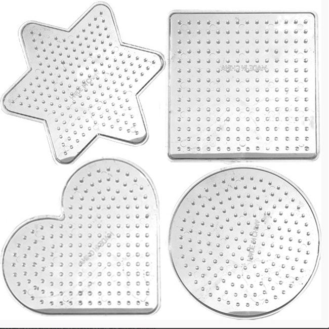 Lot De 8 Plaques De Perles à Repasser - Formes Variées Carrées, Rondes, Cœur Pour Créativité