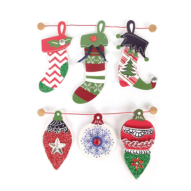 Lot De 6 Stickers 3d Botte De Noël Graine Creative 65 Mm